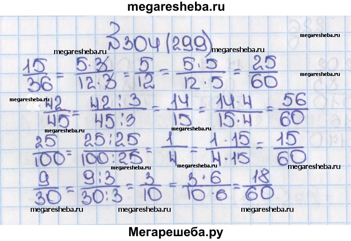 Номер 299 по математике 4. Сократите дробь 15/36. Сократите дроби 15/36 42/45 25/100. Сократите дроби 15/36 42/45 25/100 9/30 а потом приведите их к знаменателю 60. Сократите дроби 15/36 42/45 25/100 9/30.