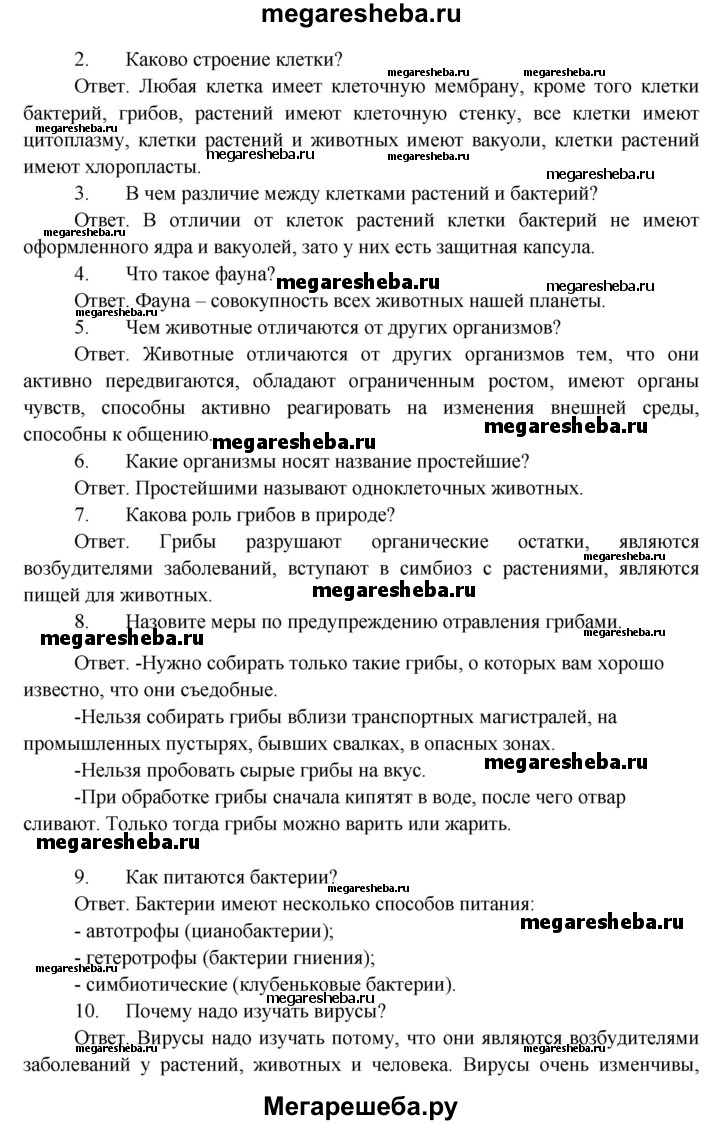 Подведем итоги итоги после 16§ - Проверьте себя гдз по биологии 5 класс  Пономарева, Николаев