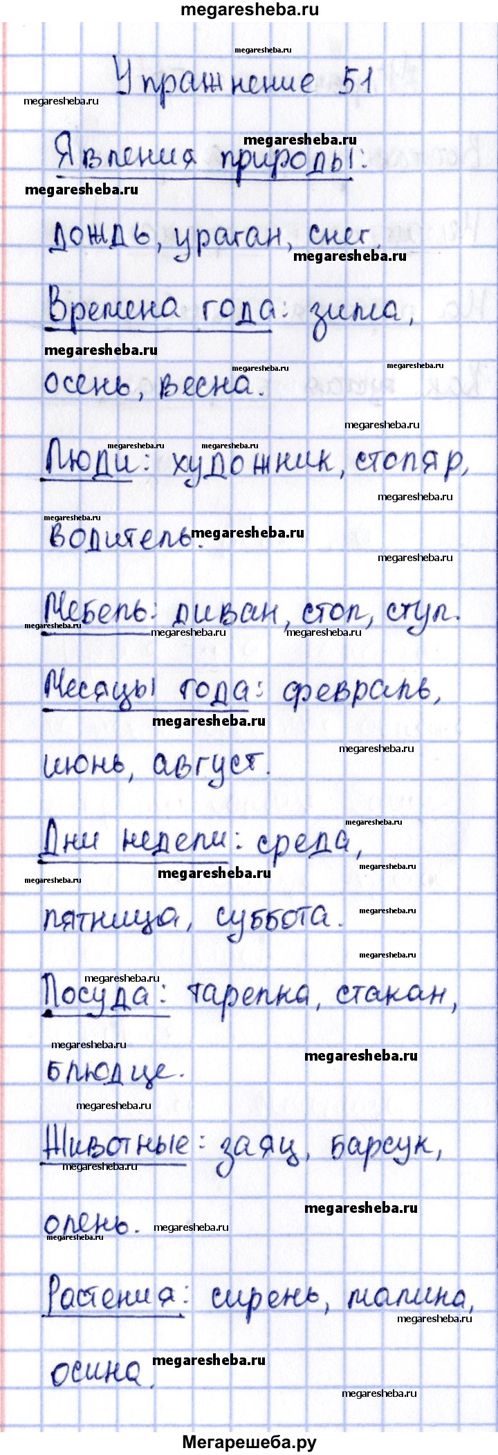 Часть 2. упражнение - 51 гдз по русскому языку 2 класс Канакина рабочая  тетрадь